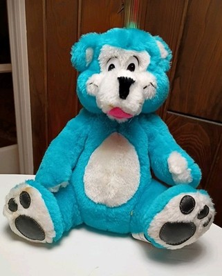Vintage Nanco Bright Turquoise Plush Teddy 1994 Bear Sitting 10''