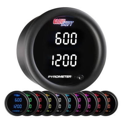 GlowShift Dual Digital EGT Pyro Exhaust Temp Gauge Kit w/ Probe Sensor, 10 Color