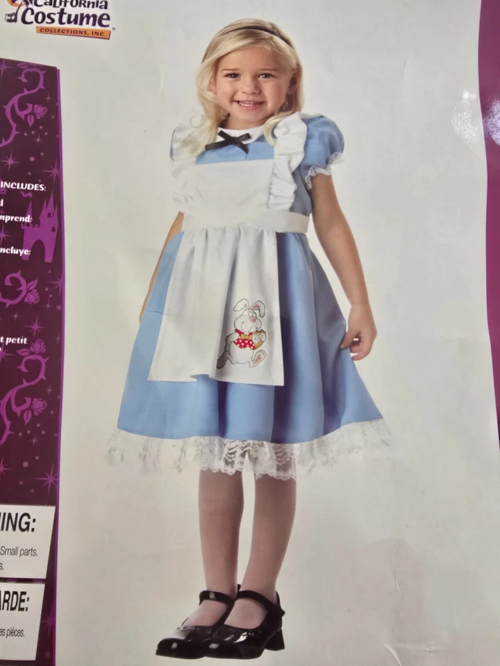 Vestido Disfraz Alicia en el País de las Maravillas Niño Pequeño L (4-6) Leggings Talla Y/L *SIN DIADEMA* Foto 2 de 4