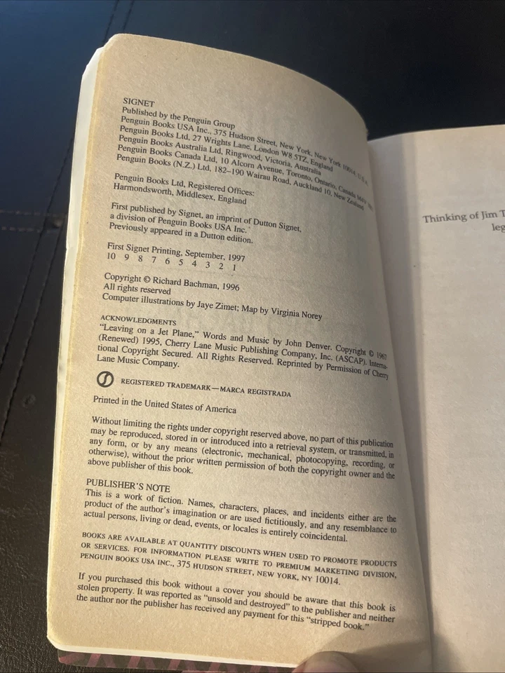 The Regulators by Stephen King/Richard Bachman 1997 1st Signet Printing PB - Image 4 of 4