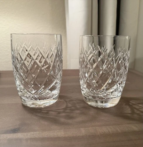 Vintage Waterford Crystal Donegal TWO 12oz Flat Tumblers 4-1/2”