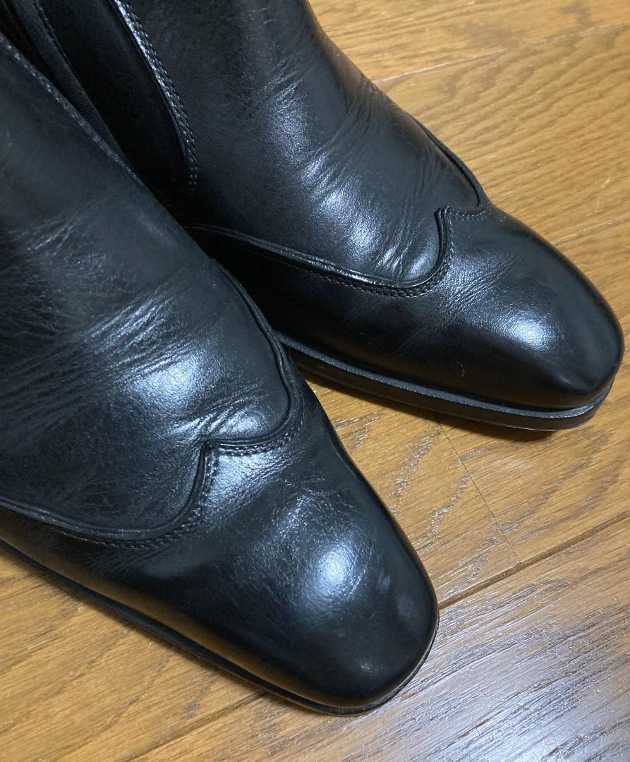 Stivali YVES SAINT LAURENT Rive Gauche JOHNNY 41 zip laterale tacco pelle nero YSL