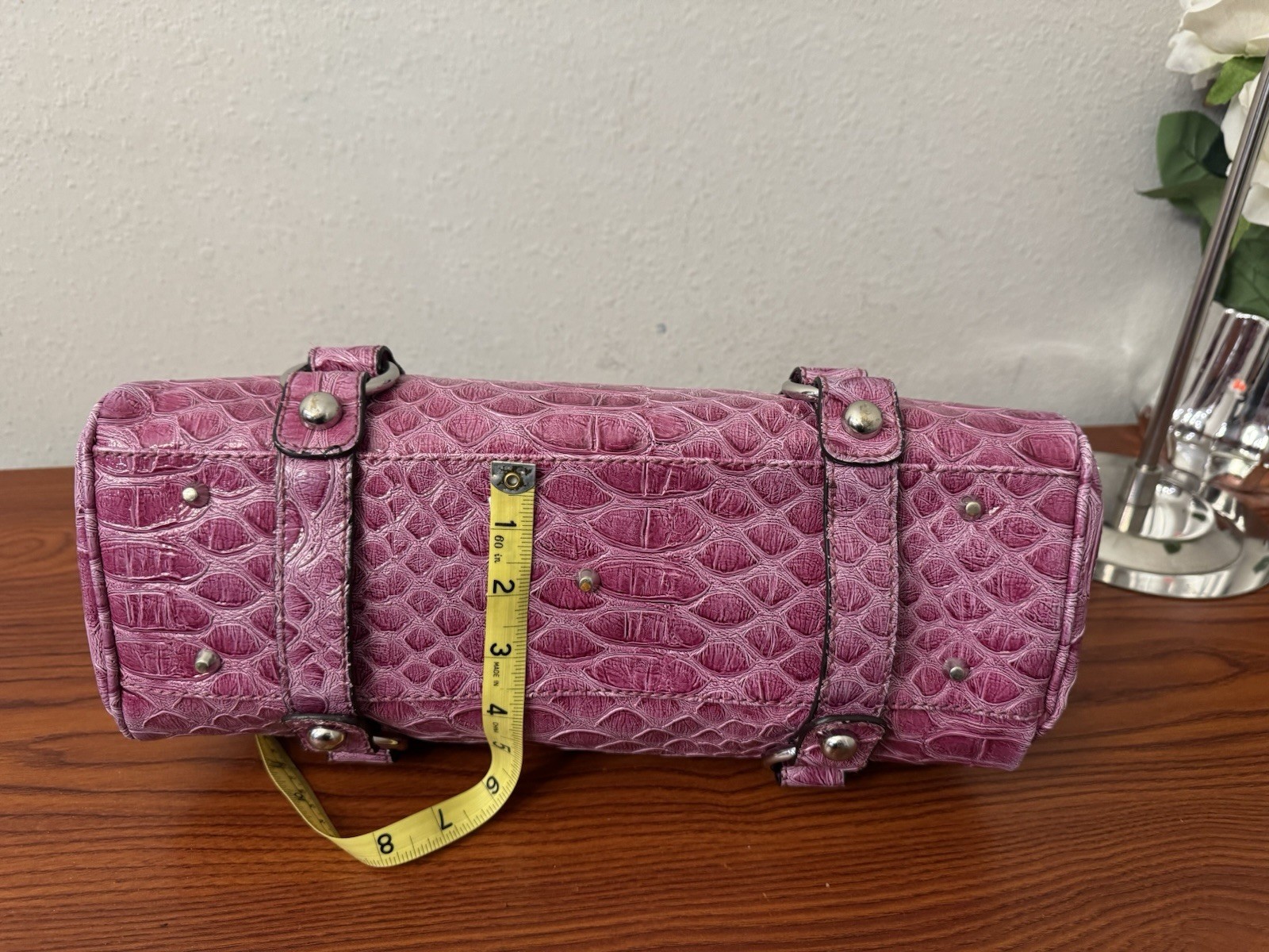 RARE Vintage Y2K pink Guess  studded buckle croc … - image 10