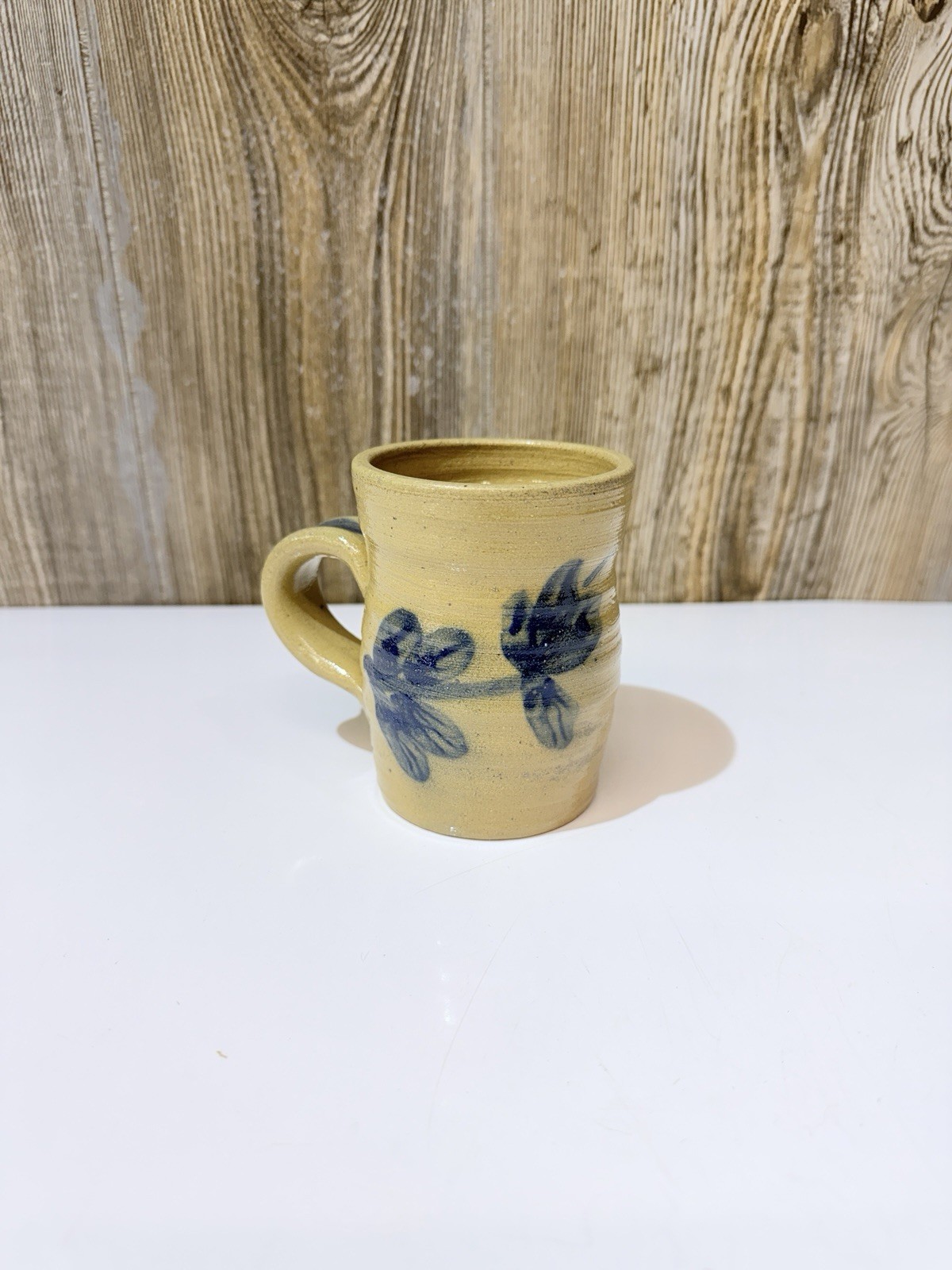 D. Eldreth Cobalt Blue Floral Salt Glazed Coffee Mug Pottery Nottingham PA