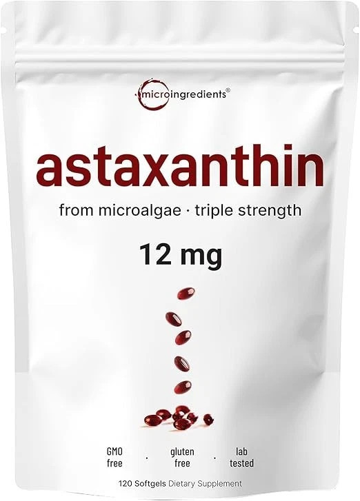 Astaxanthin 120 Softgels 12mg - Supports Eye Health and Joint Health