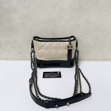 Chanel Gabrielle Small Beige Black Two‑Tone Calfskin Crossbody Shoulder Bag