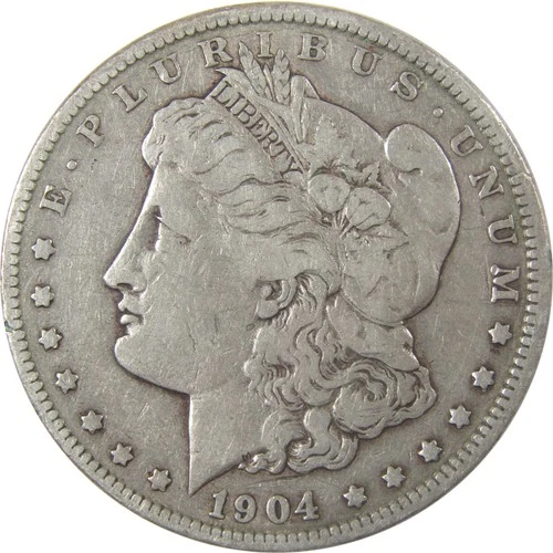 1904 Morgan Silver Dollar F Fine $1 Coin Collectible SKU:I24305