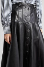 Women's Genuine Leather Slit Skirt Elegant High Waist Casual Chic Outfit