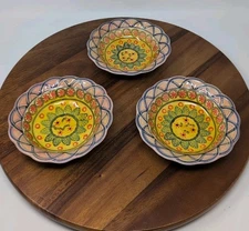 3 Vintage Hand-painted 6-in Bowls Made In Italy Dessert Bowls