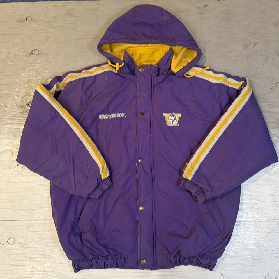 Vintage 90s NCAA Starter University of Washington Huskies Full Zip Jacket Sz XL - Image 2 of 4
