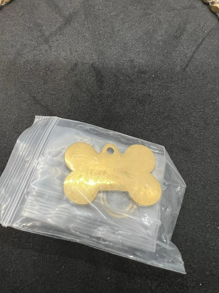 Collar de acero inoxidable para perro mascota chapado en oro eslabón cubano colgante de hueso 16" Foto 3 de 4