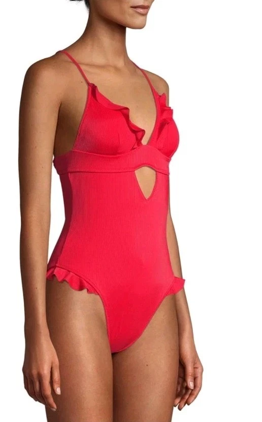 Traje de baño rojo de una pieza talla mediana Foto 2 de 4