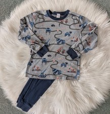 Fun Construction Vehicle Pyjamas Set Blue Grey Cotton Size 104 3-4 Years