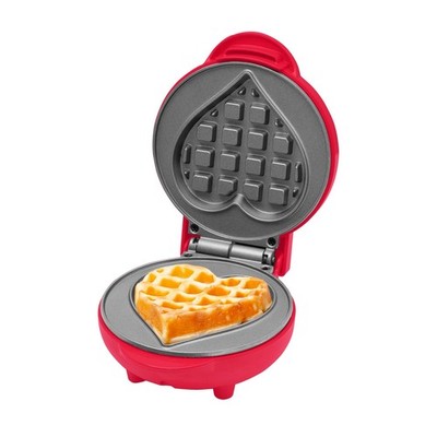 Herzförmiges Waffeleisen - Rot - Antihaftbeschichtet Schnelles Erhitzen Mini Waffeleisen