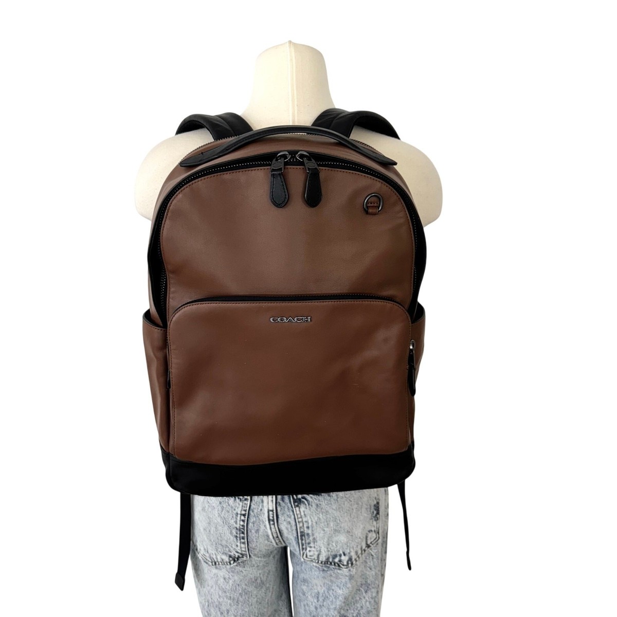 Coach Graham Leather Backpack With Laptop Compartment Saddle 