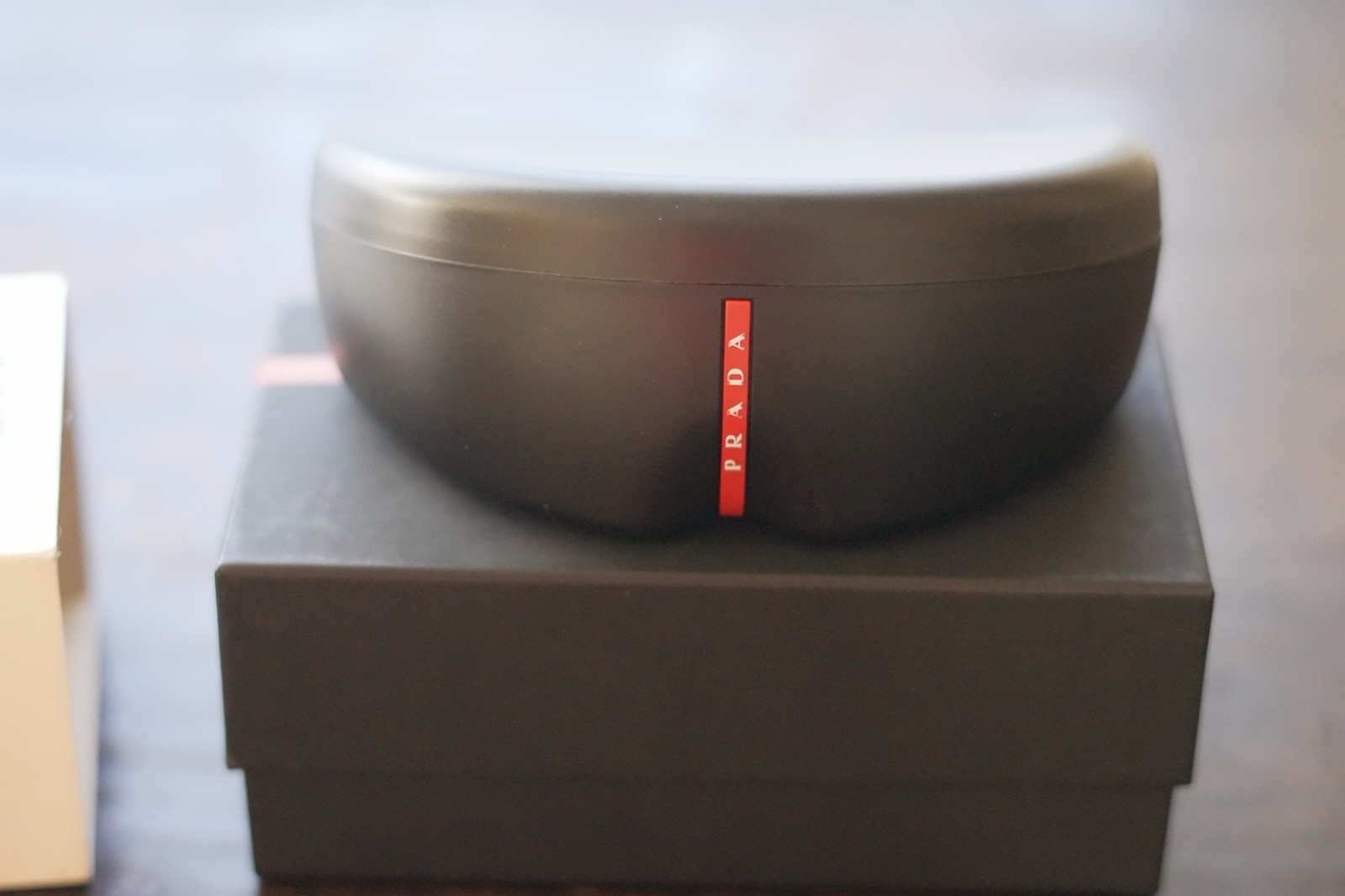 Prada SPS 04WS Shield Sunglasses Black Rubber Frame Yellow Tinted Lens thumbnail 6