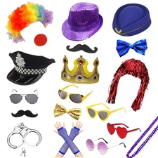21 Pcs Funny Party Photo Booth Props Set for Adults Assorted Dress Up Costume...