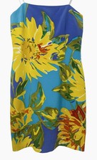 David Meister Yellow Blue Purple Sunflower Floral Strapless Sheath Mini Dress 4