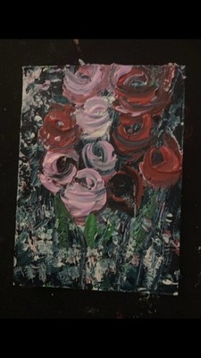 Wild Roses ACEO 2.5x3.5in Original Painting