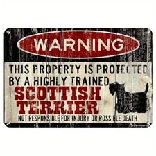 Scottish Terrier Funny Dog Warning Tin Metal Signs Home D cor 8x12