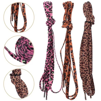 3 Pairs Schnuersenkel Leopardenmuster Schnürsenkel Für Sneakers 120cm Ersatz - Bild 1 von 4