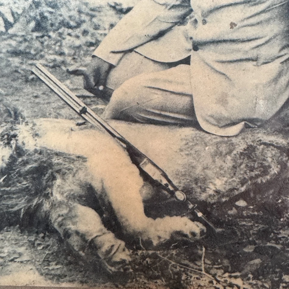 Vintage British Period Hunting Hunter Man Black & White Photo With Wooden Framed - Image 2 of 4