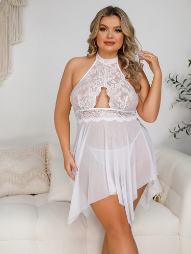 Sexy Damen-Dessous Spitzenkleid Unterwäsche Babydoll Nachtwäsche G-String in Übergröße - Bild 208 von 261