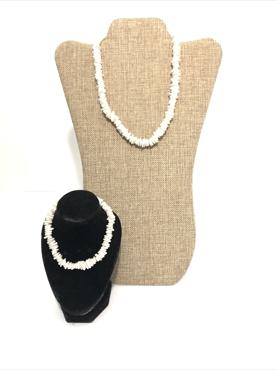 Puka Shell Necklace Bracelet Set-18” Puka Chip Bead Necklace W