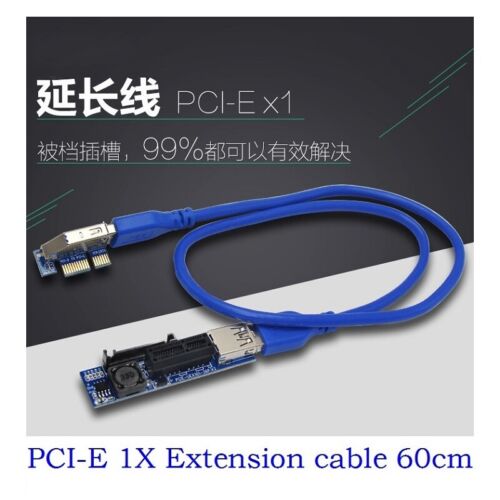 Mini Extender Cable 4pin PCI-E PCI Express Extension1X Riser Card Power USB 60cm - Photo 1/12
