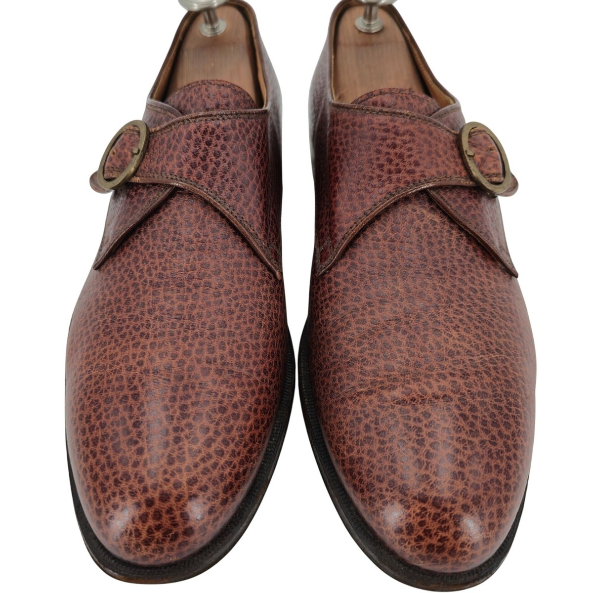 Principe Di Bologna Italy Vintage Mens 12 Brown Pebble Grain Monk Dress Shoes 45 Di Bianco Gavello Monk Strap | Havana Cervo Deerskin  main image 3