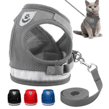 4pcs Cat Reflective Walking Jacket Harness Leash Pets Puppy Clothes Dog Cloth
