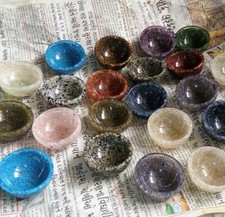 Orgone Bowls Crystal Bowls Agate Amethyst Rose Quartz Lapis Lazuli Tourmaline 3"