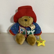 Vintage 90 s Christmas Paddington Bear Plush Stuffed Kids Gift, 15" W/Ornaments