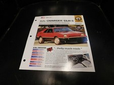 1987 Dodge Shelby Charger Glh-s Spec Sheet Brochure Photo Poster 1987 Dodge Shelby Charger Glh-s Spec Sheet Brochure Photo Poster