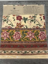 "Nuevo mantel estampado en bloque de algodón caléndula azafrán con etiqueta W 108"" X 70"""