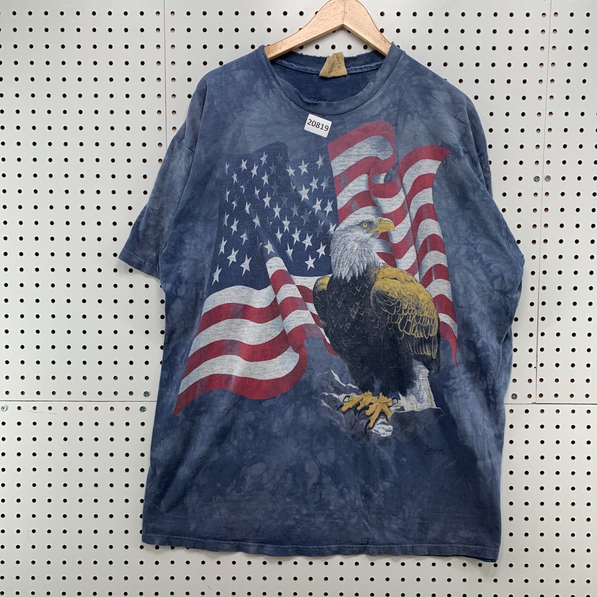 Vintage The Mountain Shirt Blue Tie Dye EAGLE USA Flag Mens XL