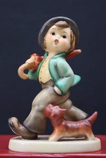 Goebel M.I.  Hummel Figurine #5 "Strolling Along" TMK5 4.75" tall Germany