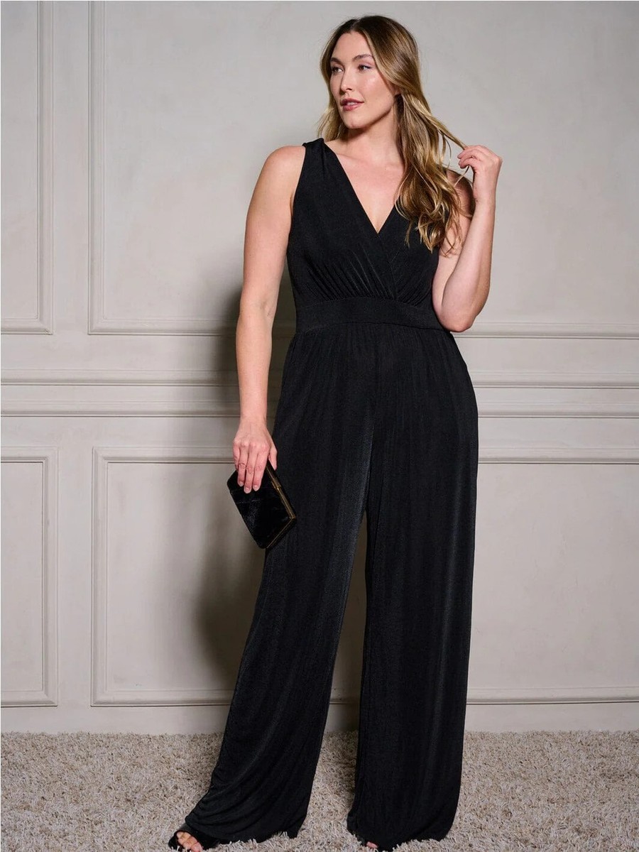 Sleeveless Jumpsuit Black Jumpsuit Leggings Womens Plus Size Black
