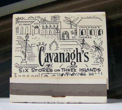 Rare Vintage Matchbook Y1 St Thomas Virgin Islands Cavanagh's Feature Illustrate