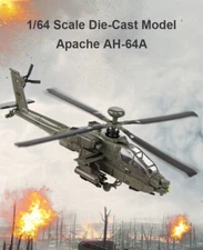1:64 Diecast Model Replica Helicopter Hawk Apache Collectible Sound Light Toy