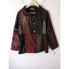 New Ruby Couture Mixed Print Long Sleeve Button-down Jacket L