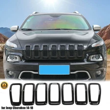 7pcs Car Front Grille Inserts Grill Frame Trim for Jeep Cherokee 2014-2018 Black