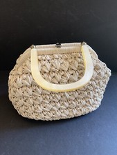 Gaymode Vintage 60s Raffia Straw Lucite Purse Handbag Made In Japan.