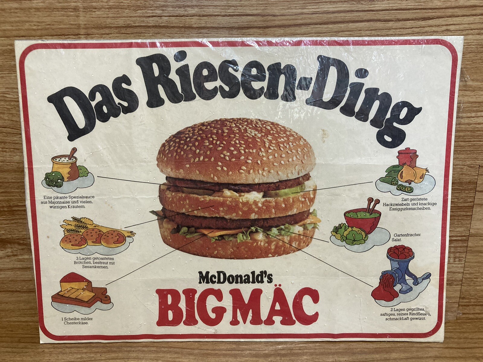 McDonalds Vintage 1980s German Tray Liner Das RiesenDing Big Mac 🇩🇪 eBay