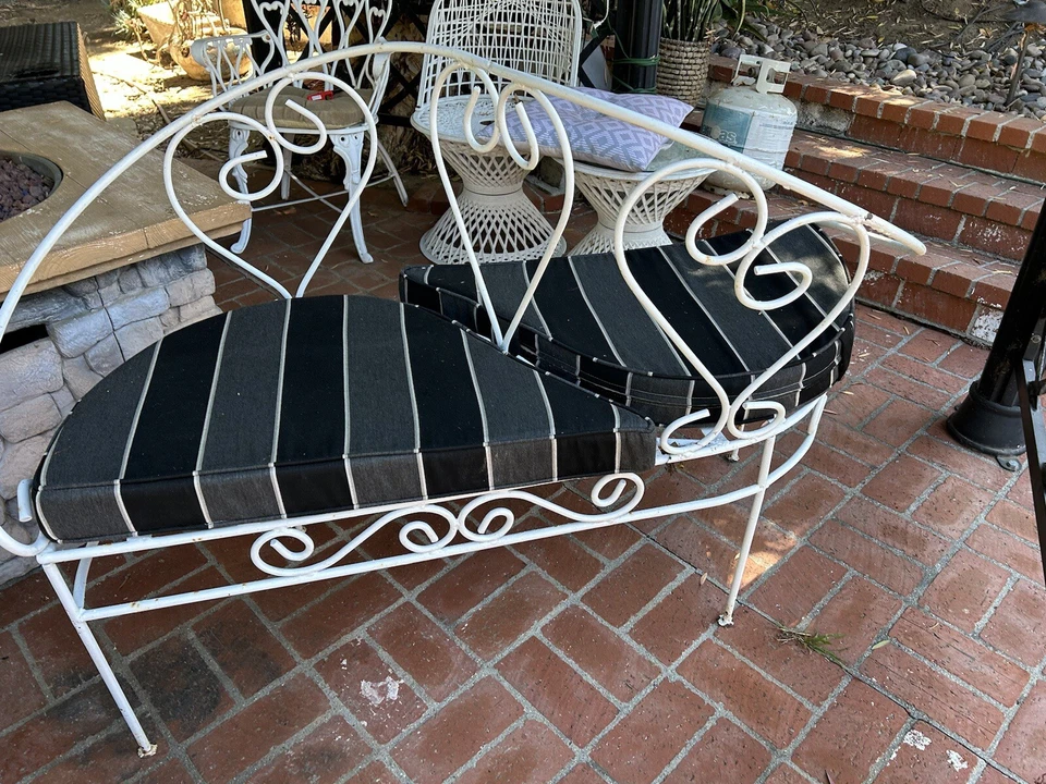 Banco de patio de hierro victoriano francés vintage banco de amor PICK UP VISTA Foto 4 de 4