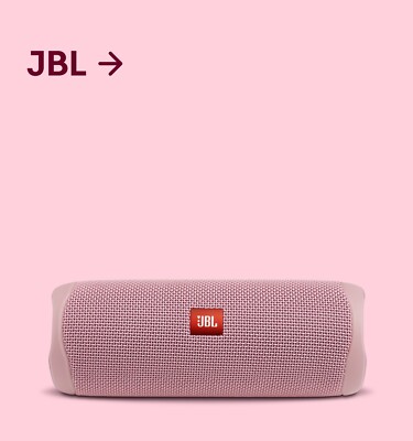 A pink JBL Flip 5 portable speaker.