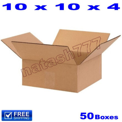 50 - 10x10x4 Cardboard Boxes 32-ECT Mailing Packing Shipping Corrugated Carton