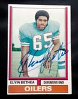 ELVIN BETHEA HOUSTON OILERS HOF AUTOGRAPHED SIGNED 1974 TOPPS FOOTBALL CARD
