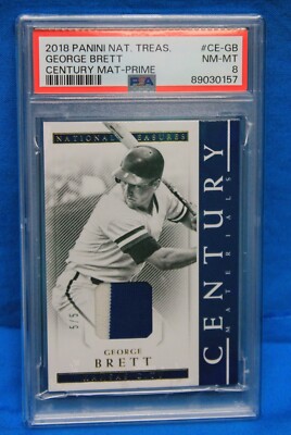 2018 NATIONAL TREASURES # CE-GB George Brett PSA 8 #89030157 GAME USED PATCH 5/5