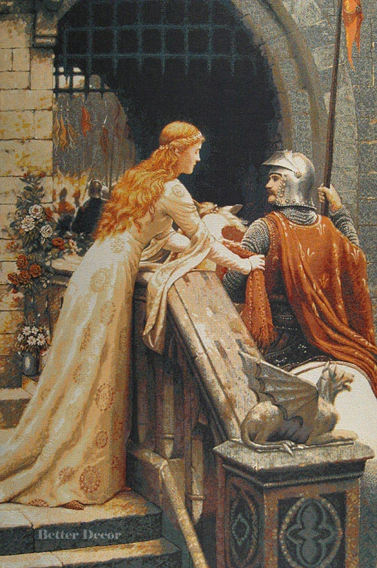 44 WALL JACQUARD WOVEN TAPESTRY Godspeed - Leighton Art MEDIEVAL KNIGHT  SCENE